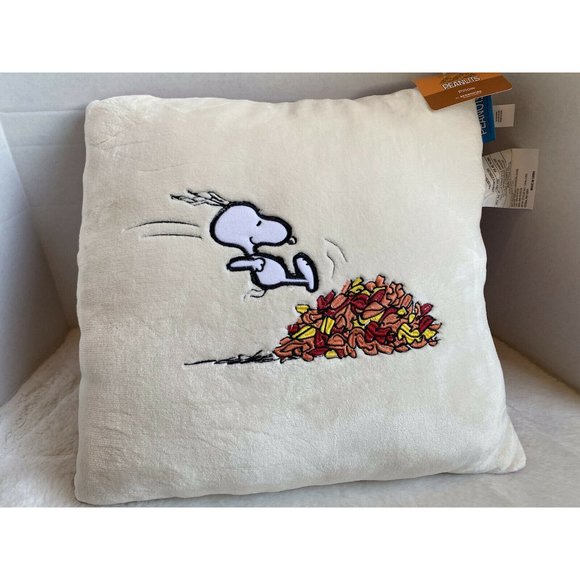 Peanuts Snoopy Jumping Fall Leaves Throw Pillow - Picture 1 of 5